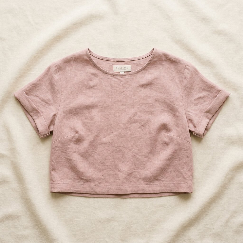 Linen Drawstring Crop Top